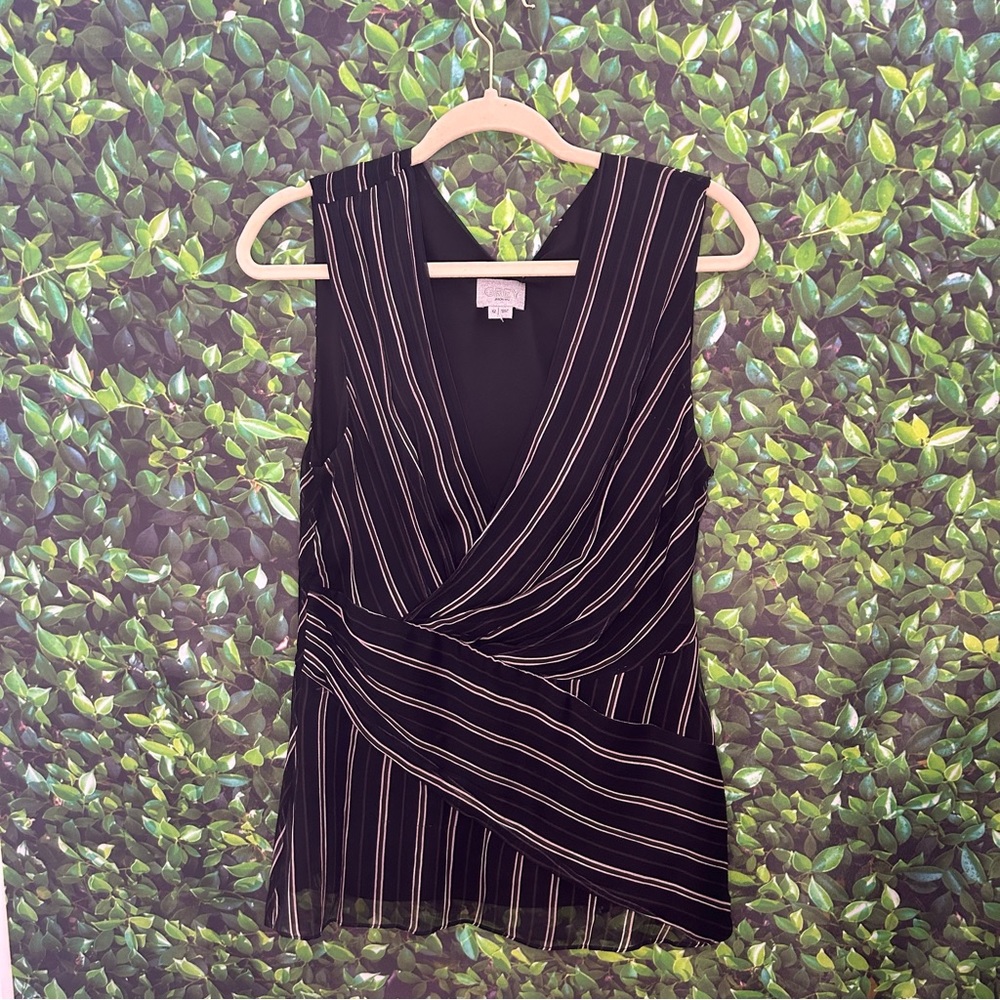 NWT JASON WU GREY painterly stripe silk blouse sleeveless women’s size 12 - Picture 2 of 6